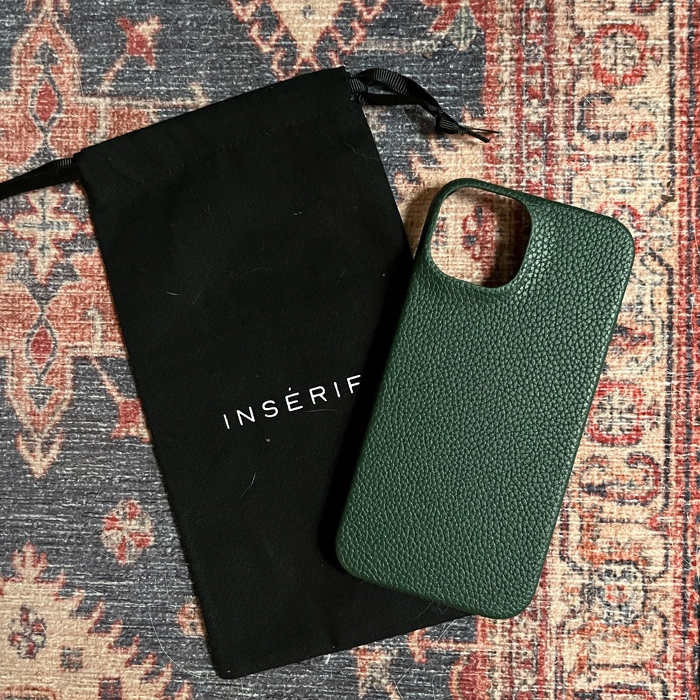 iPhone 13 phone case from Inserif. Pebbled vegan leather, snap-on. NWOT